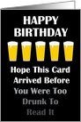 Five Glasses Of Beer Humorus Happy Birthday card