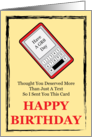 Cell Phone Text Happy Birthday card