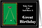 Cue Pool Table Have A Great Birthday card