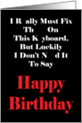 No E Happy Birthday card