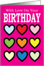 With Love On Your Birthday Hearts card