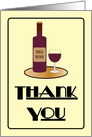 Red Wine Bottle And Glass Thank You card