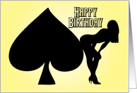 Ace Of Spades And Girl Happy Birthday card