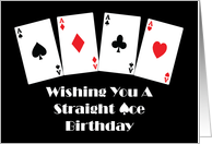 Straight Aces Birthday Playing Cards on Black Background. card