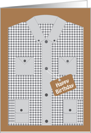 Gingham Check Shirt Happy Birthday card