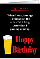 Top Tips Drinking Happy Birthday card