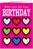 With Love On Your Birthday Hearts card