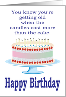 Getting Older Cake and Candles Birthday card