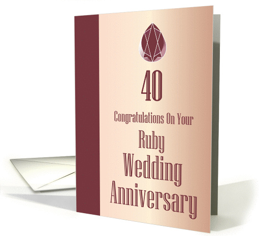 Congratulations On Your Ruby Wedding Anniversary card (1429478)