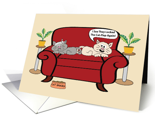 Two Cats On Chair Humor Birthday. card (1431326)