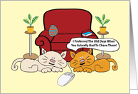 Two Cats And A Mouse Humor Birthday. card