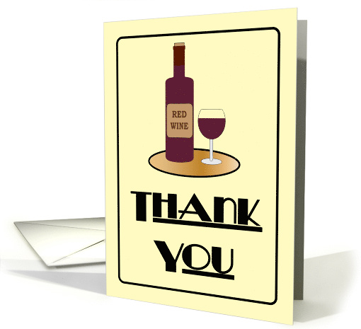 Red Wine Bottle And Glass Thank You card (1431784)