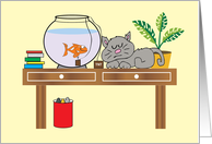 Goldfish A Cat and TNT Humor Birthday. card