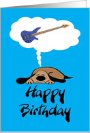 Dog Dreaming Of A Bass Guitar happy Birthday card