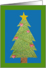 Christmas Tree- Pink Hearts- Golden Garland and Star card
