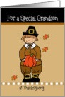 For a Special Grandson, pilgrim boy, at Thanksgiving, - pumpkin card