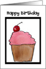 Happy Birthday - Cupcake Cherry On Top card