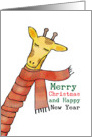 Merry Christmas- Happy New Year - Giraffe with Scarf card