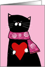Valentine - Black Cat with Red Heart card