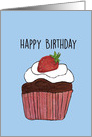 Happy Birthday - Cupcake with Strawberry card
