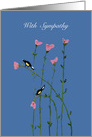 With Sympathy - Blackbirds and Pink Flowers card
