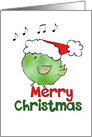 Merry Christmas - Green Bird with Santa Hat card