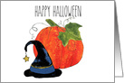 Happy Halloween Pumpkin and Witch Hat card