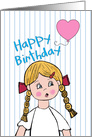 Happy Birthday Girl with Heart Balloon card