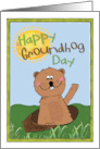 Happy Groundhog Day Groundhog popping out in the Sunshine card