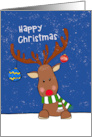 Reindeer in the Snow Happy Christmas card