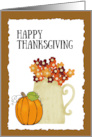 Happy Thanksgiving Pumpkin and Vase of Flowers card