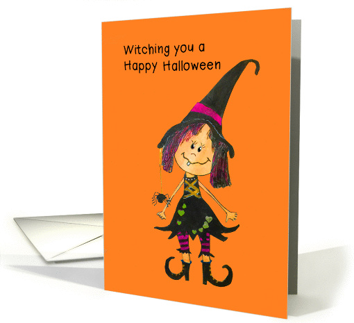 For children on Halloween - Witch painting card (1453842)