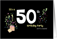 Birthday Invitation for 50th - Surprise Party - Confetti card