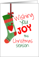 Wishing You Joy - Christmas Card - Christmas Stocking card