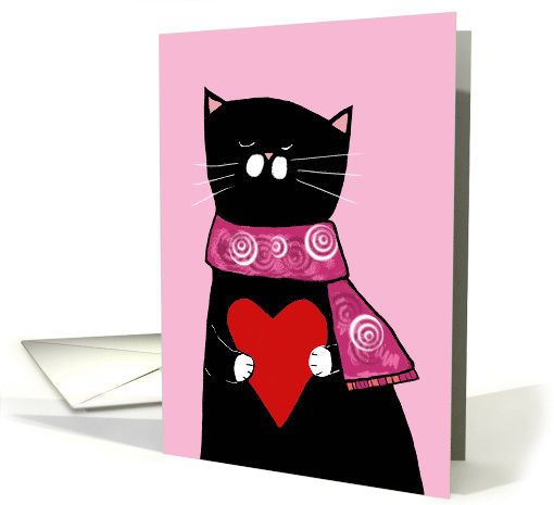 Valentine - Black Cat with Red Heart card (1465268)