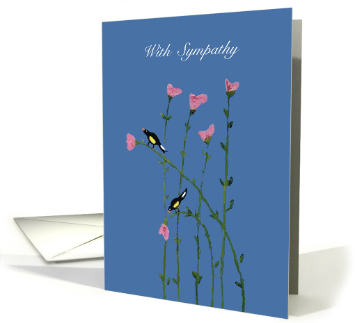 With Sympathy - Blackbirds and Pink Flowers card (1466788)