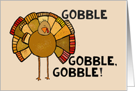 Happy Thanksgiving Turkey with Feathers Gobble card