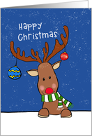 Reindeer in the Snow Happy Christmas card