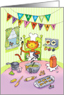 Chef Cat Cooking up Birthday Goodies card