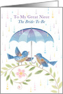 Great Niece Bridal Shower Blue Birds with Umbrella card