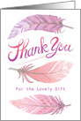 Pink Feathers Thank You Baby Shower card