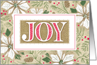 Rustic Burlap White Poinsettias Joy Christmas card