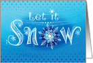 Hand Lettered Let It Snow Blue Christmas card