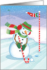 Golf Snowman Holiday Wish Candy Cane Club card