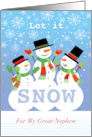 Great Nephew 3 Snowmen Let It Snow Christmas card