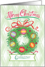 For Godmother Wreath Snowflake Ornaments Merry Christmas card