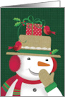 Teacher Snowman With Red Birds Happy Holidays card