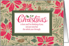 Hand Lettered Christmas Red Poinsettias Burlap card