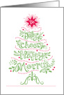 Jolly Cheery Merry Happy Christmas Tree Red Green card