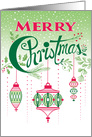 Red Green Pink Merry Christmas Ornaments card